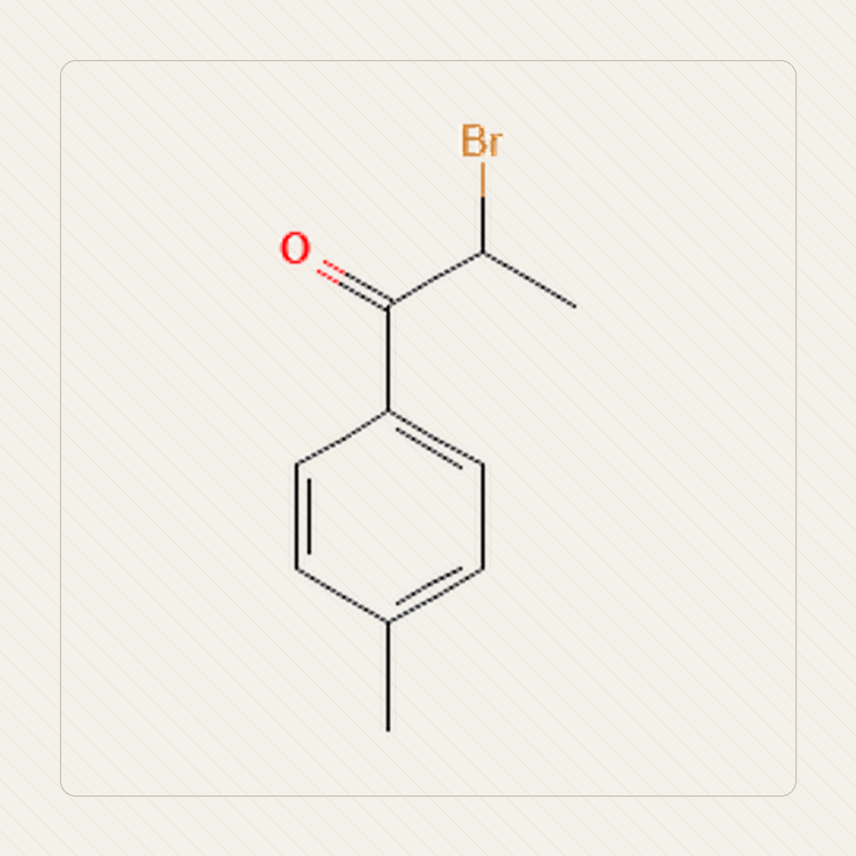 2-broom-4-methylpropiofenon, educatieve illustratie van de molecuulstructuur